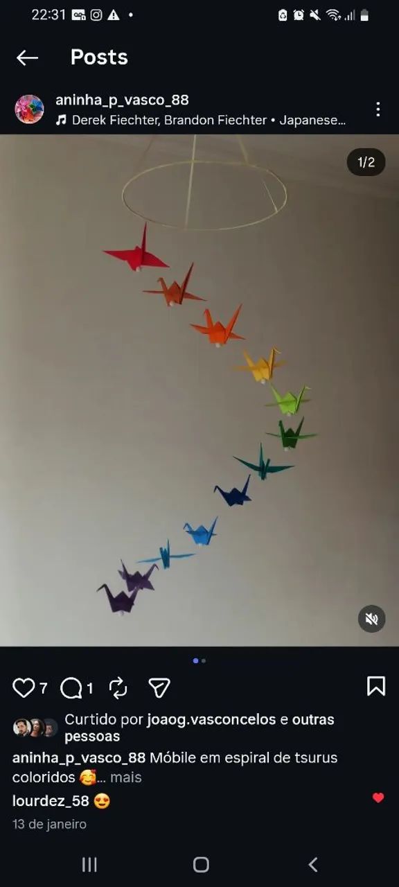 Lindo móbile de origamis em espiral 