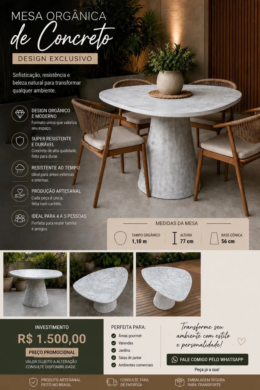 Mesa de concreto orgânica 