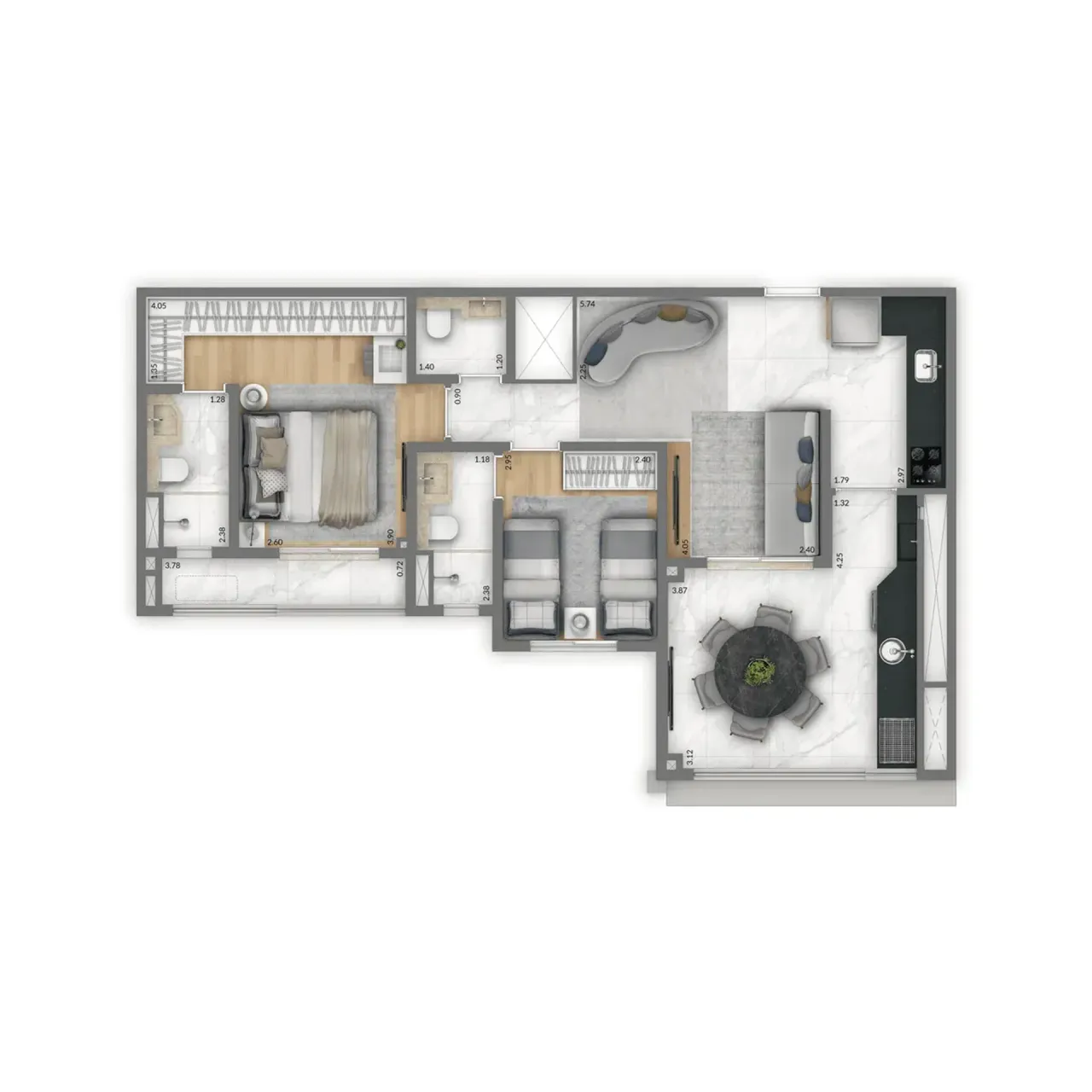 PLANTA 74m²