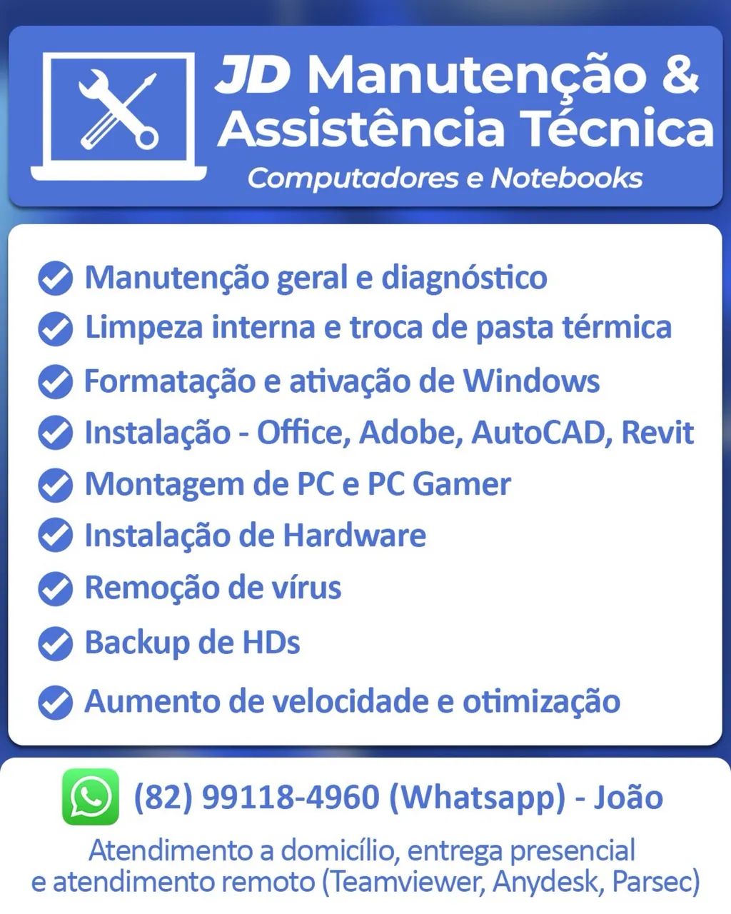 Assistência Técnica, Manutenção e Suporte de PCs, Notebooks, Computadores
