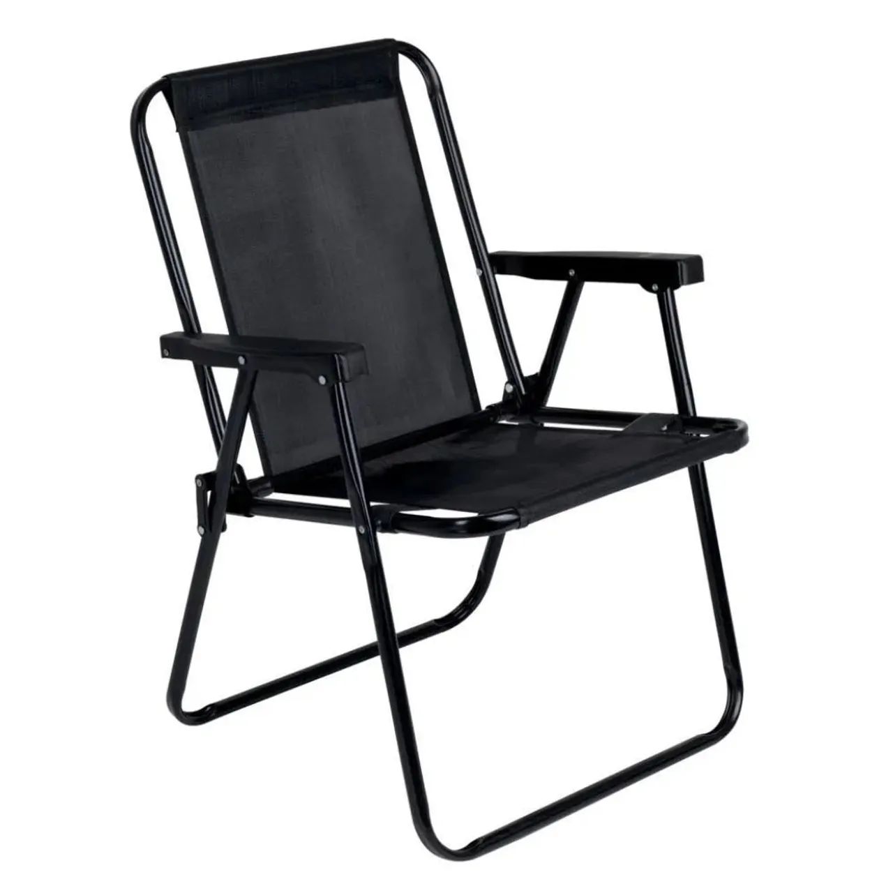 Cadeira De Praia Preta de Aço Mor