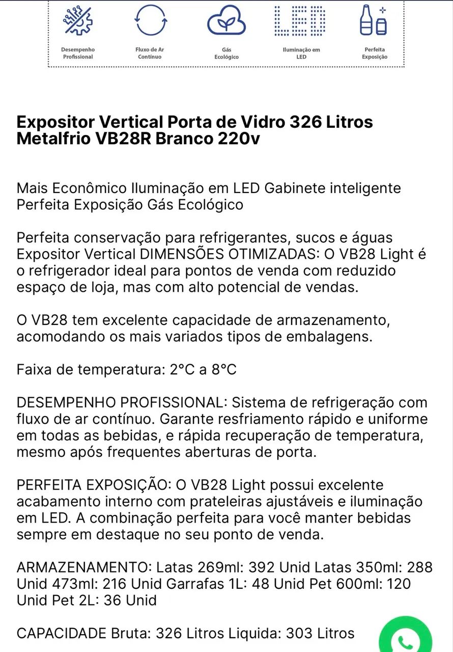 Expositor Metalfrio 326 litros 127v zerado  - Foto 5