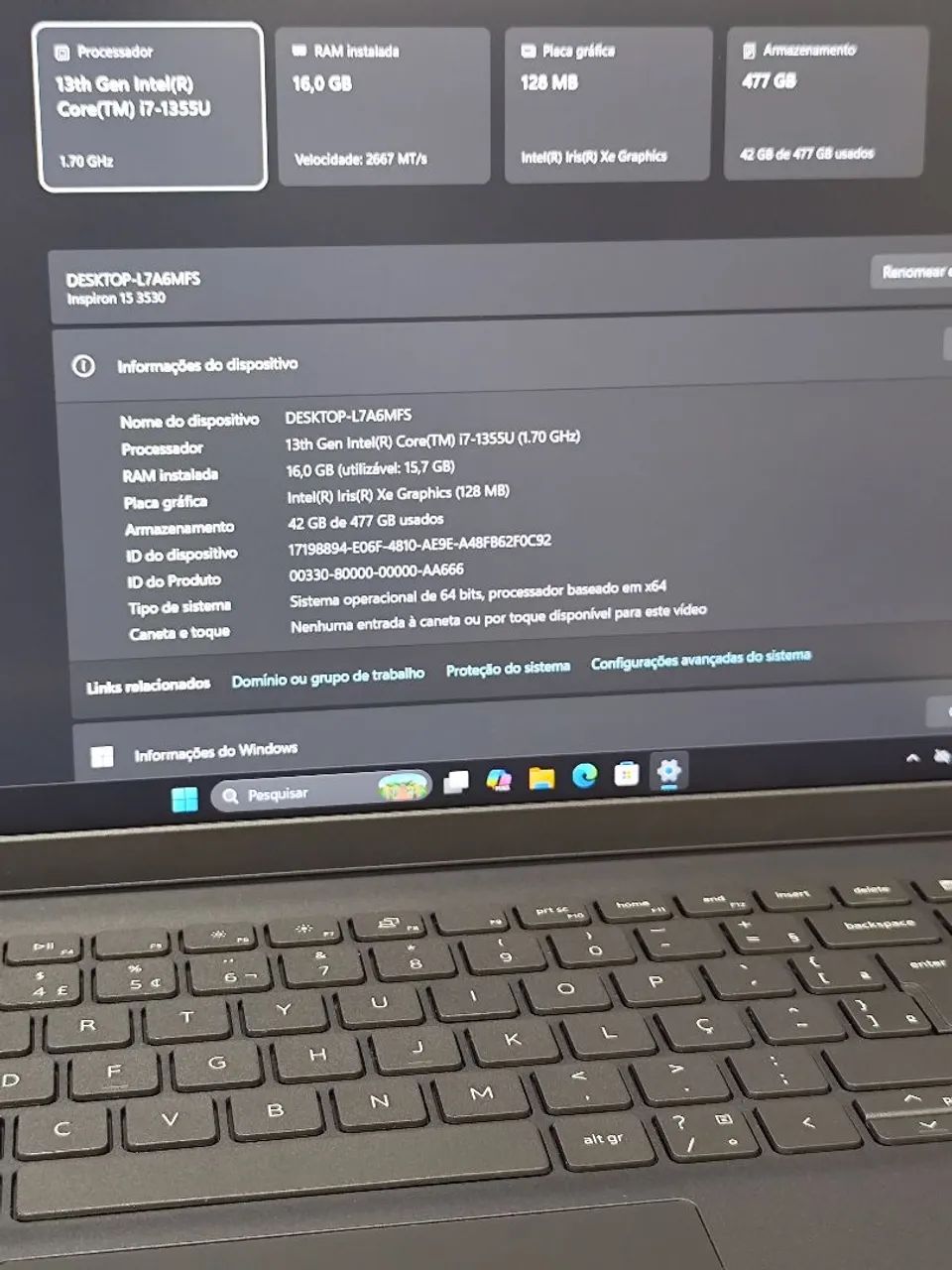 NOTEBOOK DELL i7 13ª/16GB RAM/512GB SSD - Foto 2