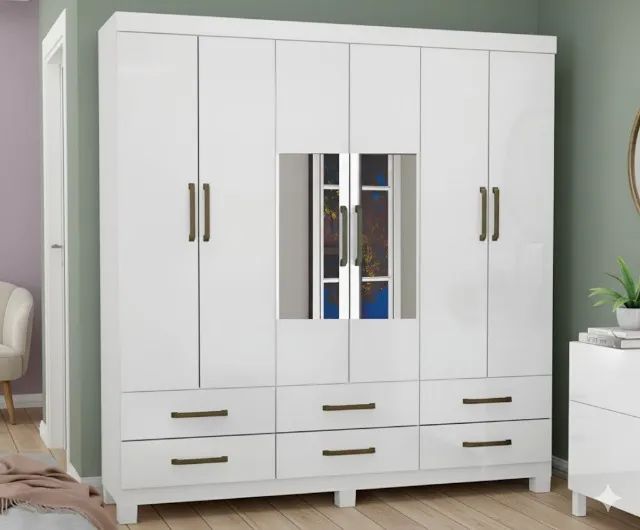Super Oferta Guarda Roupa Dallas Branco com Espelho