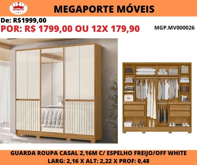 Guarda Roupa Casal Alasca com Espelho 10P 4G