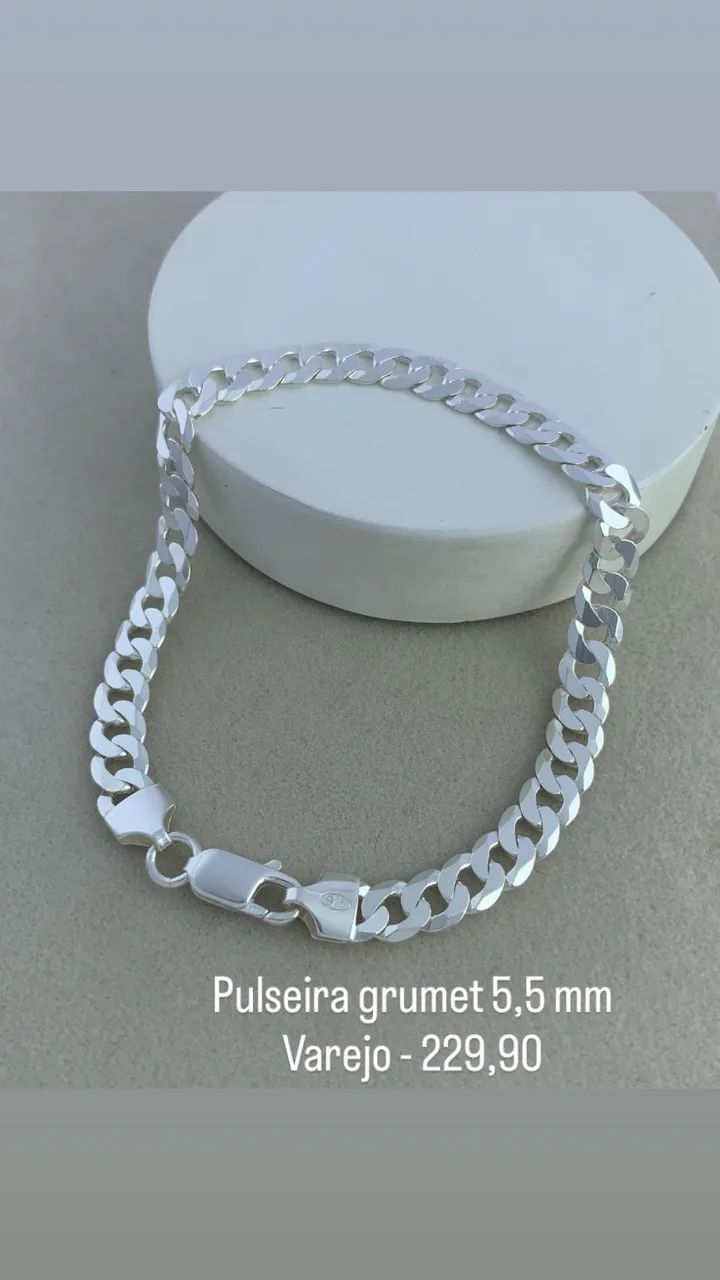 Pulseira de prata 5,5 a 7,5mm - Foto 2