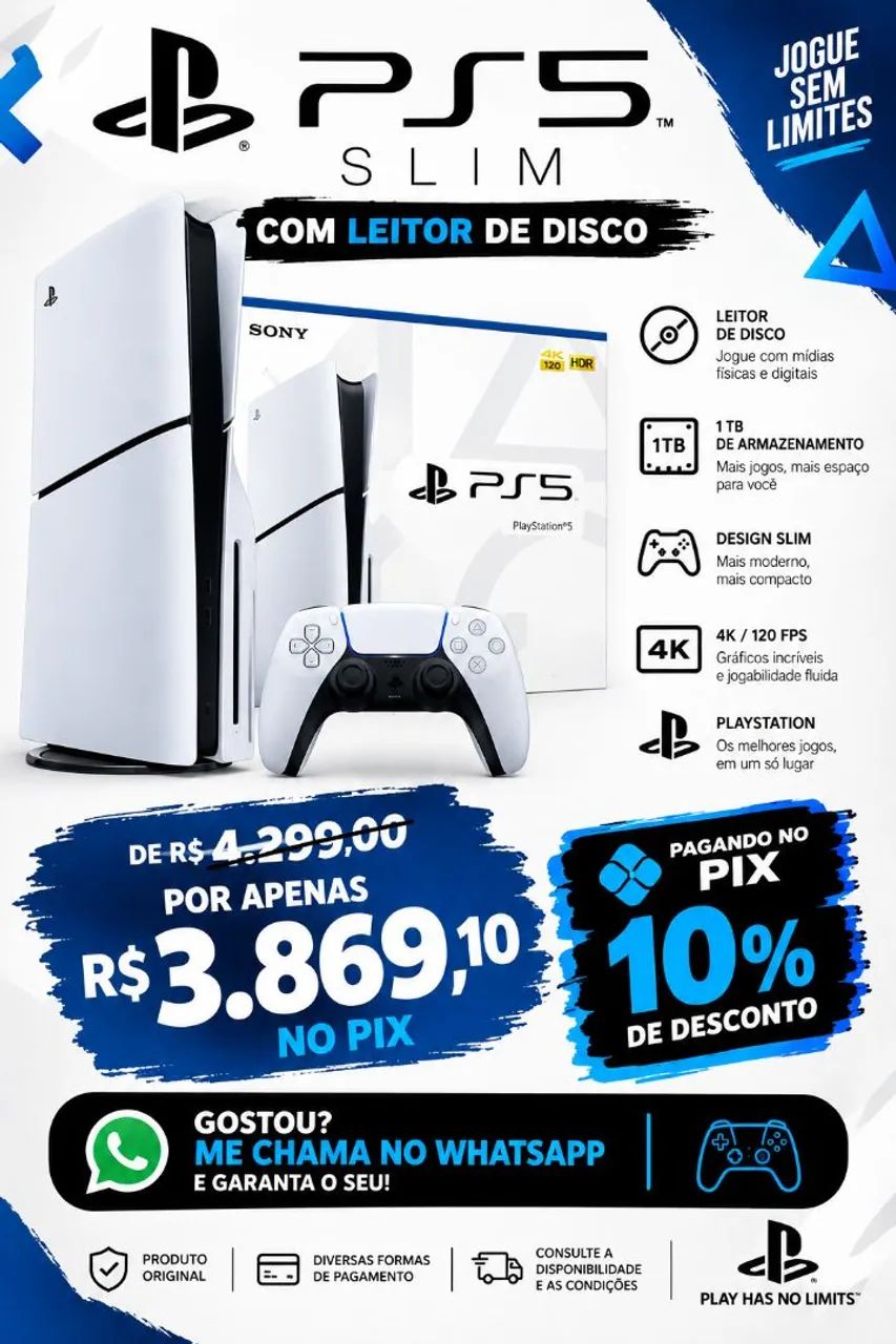 Sony console Ps5 com disco 1 tera