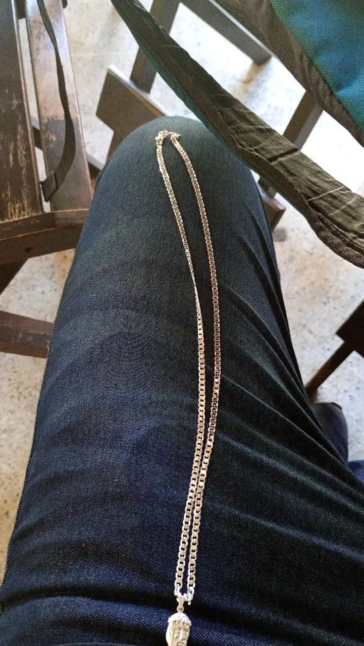 Corrente de prata 4 mm 70 cm com pingente 