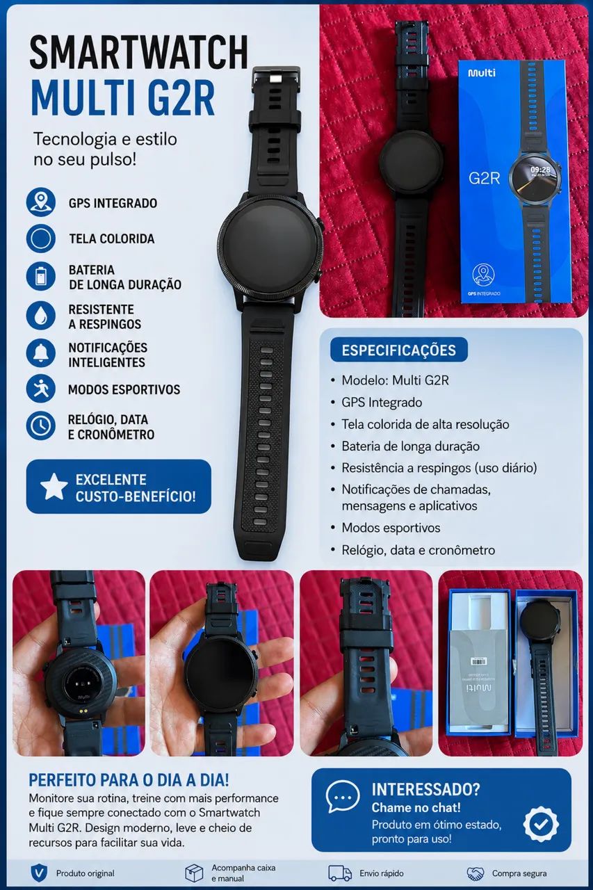 Smartwatch G2R seminovo com GPS integrado  - Foto 3