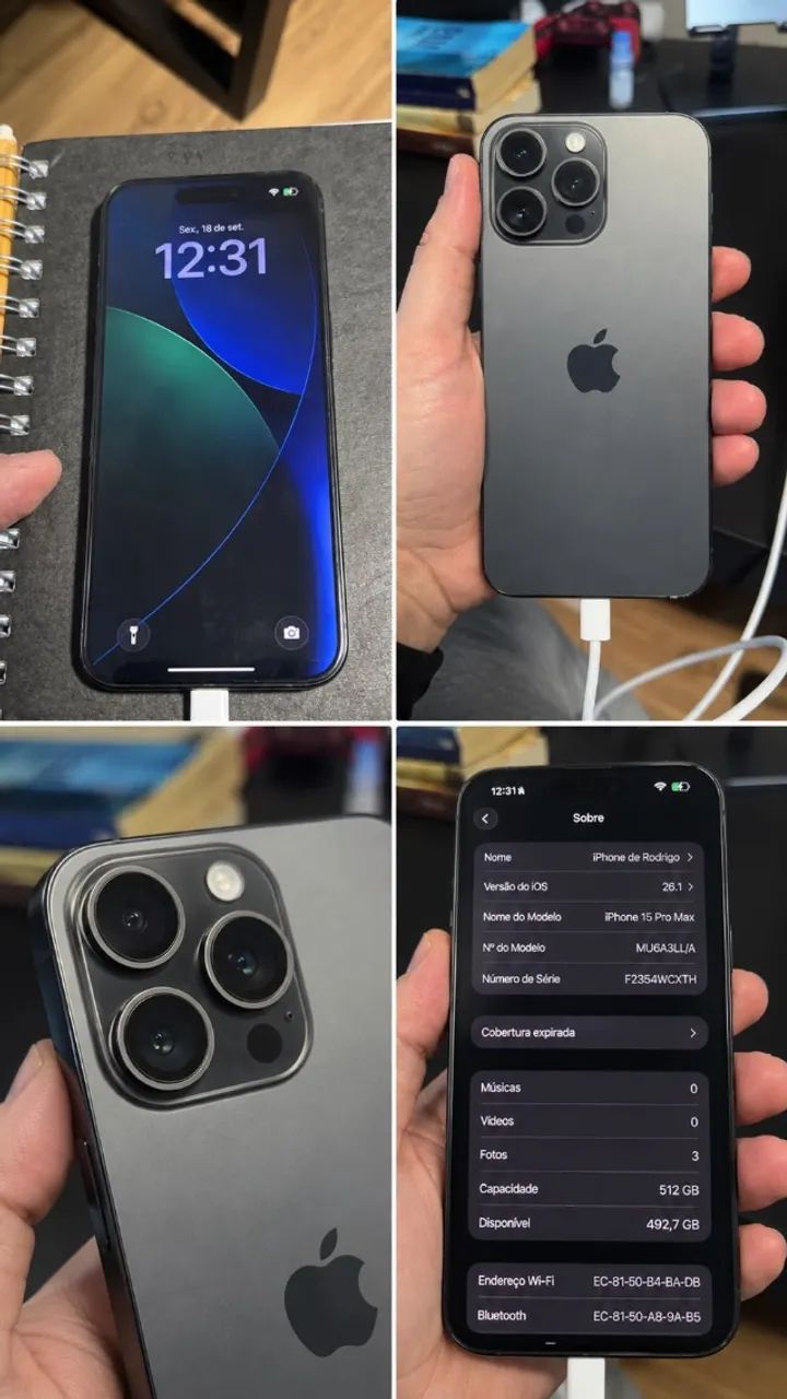 iPhone 15 Pro Max 512GB Titânio Preto com Caixa