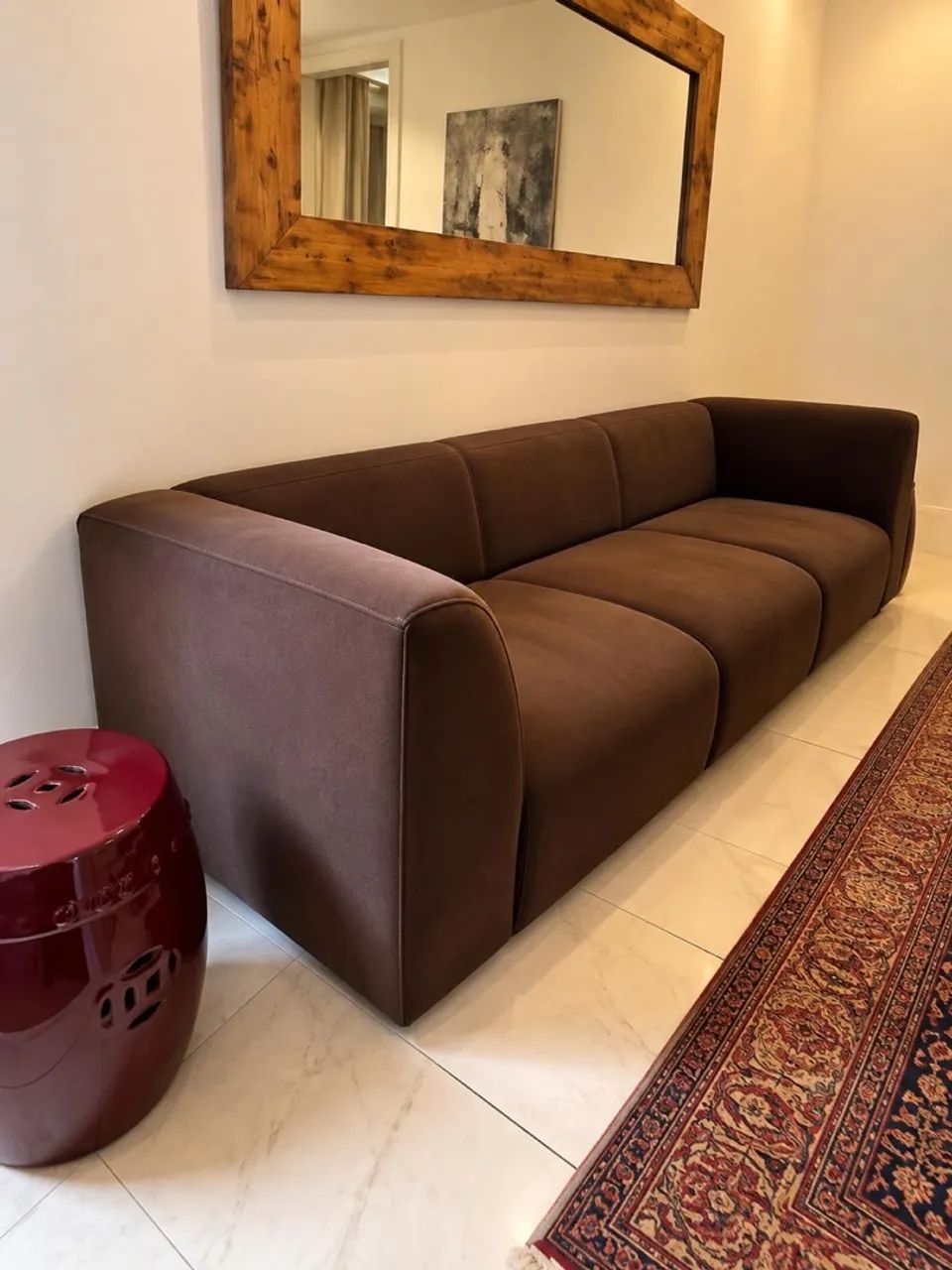 Sofa Marrom 3m - courino 