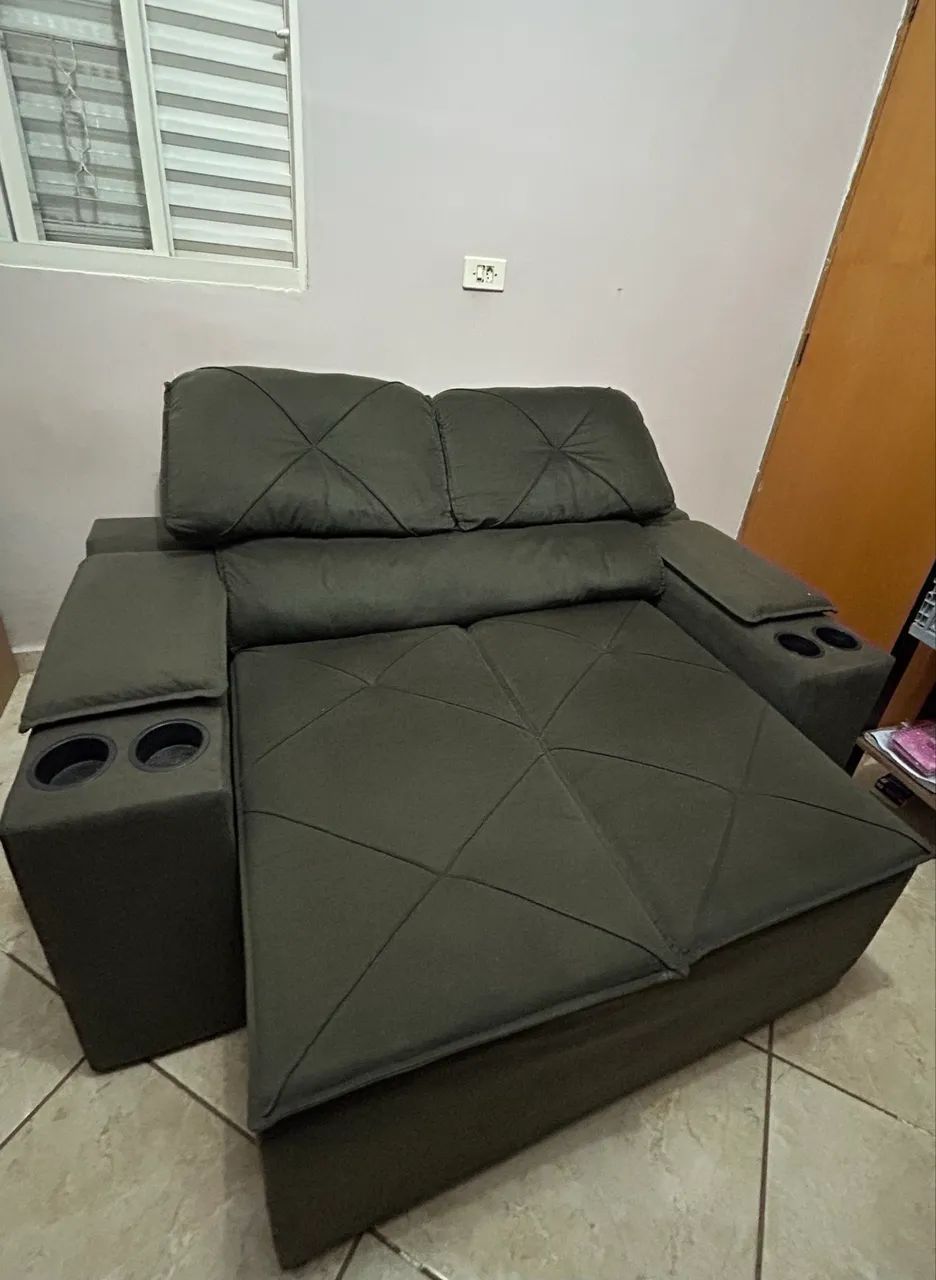 Sofá retrátil 2 lugares reclinável suede - Foto 3