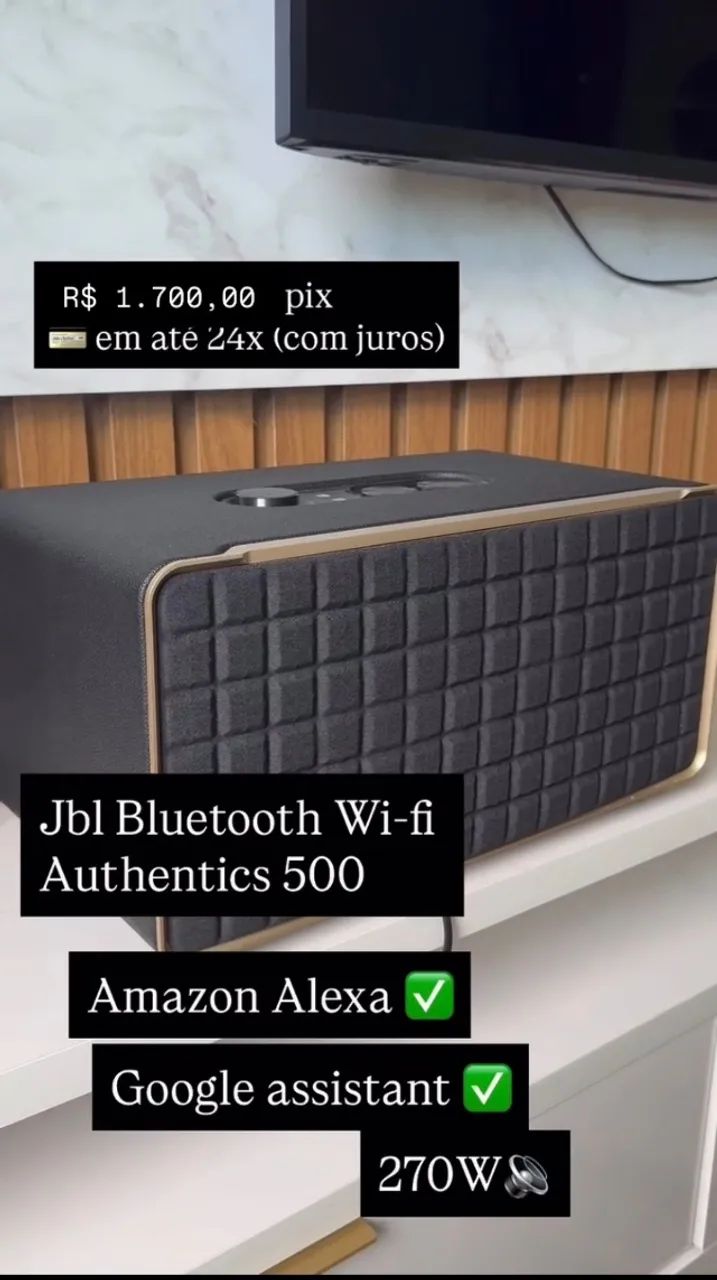 Caixa de Som JBL - Bluetooth e Wi-Fi Authentics 500