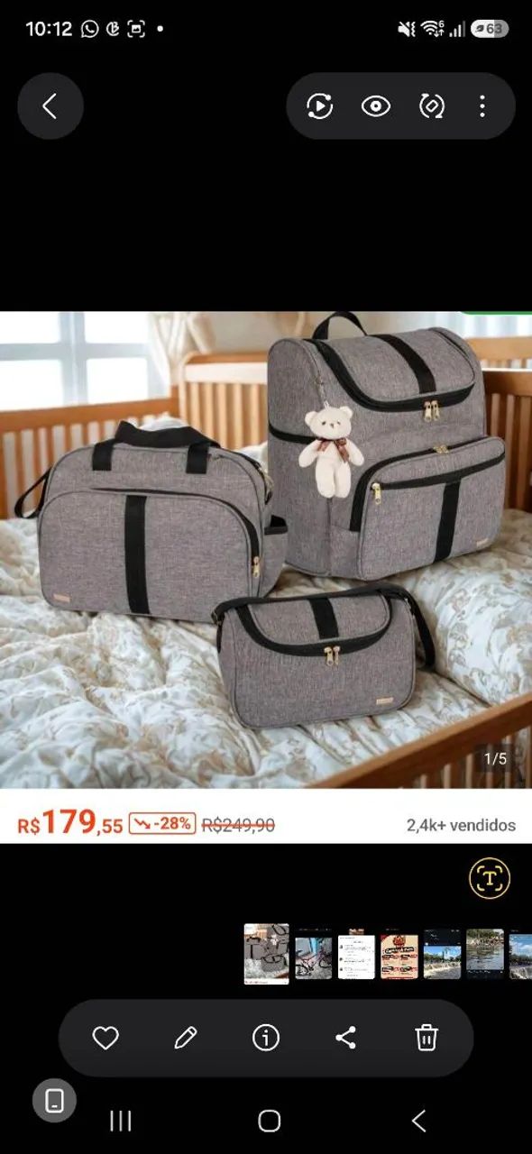 Kit de bolsa maternidade.  Semi nova, bolsas bem conservadas e espaçosa. No valor de $ 100