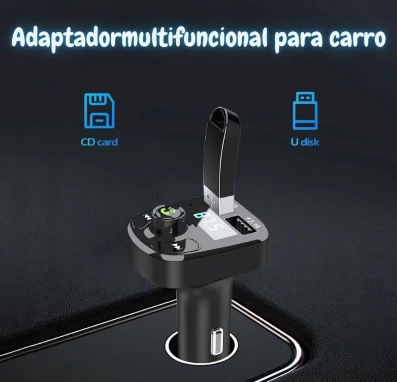 CARREGADOR VEICULAR COM TRANSMISSOR BLUETOOTH FM - Foto 4