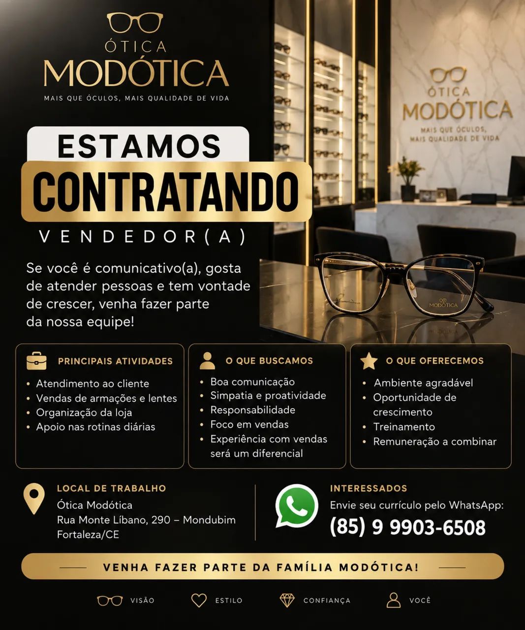 VAGA DE EMPREGO | ÓTICA MODÓTICA