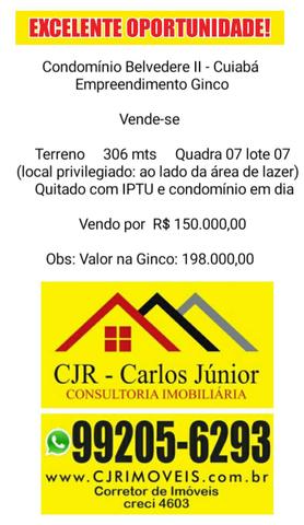 Terreno 306 m² Belvedere II. Construtora GINCO