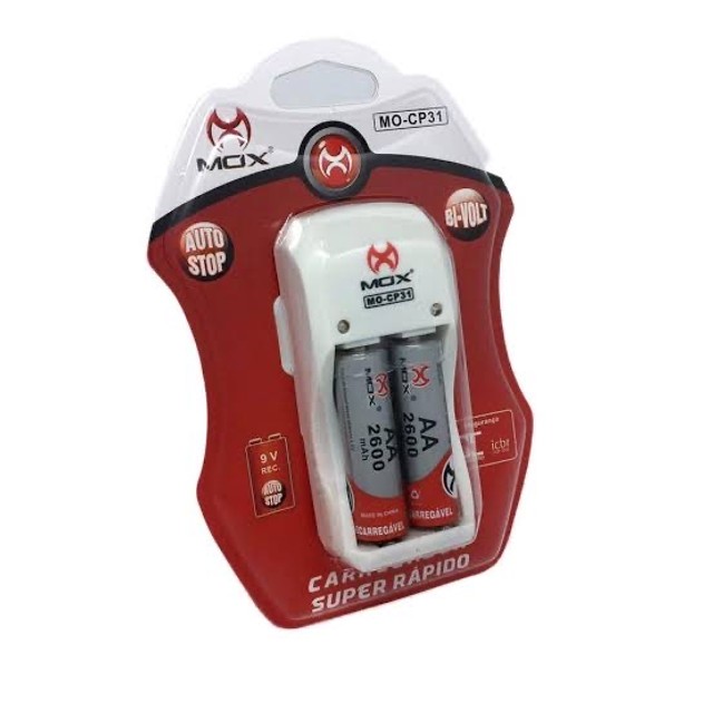 CARREGADOR DE BATERIA COM 2 PILHAS AA 2600MHA MOX MO-CP31? - Foto 4