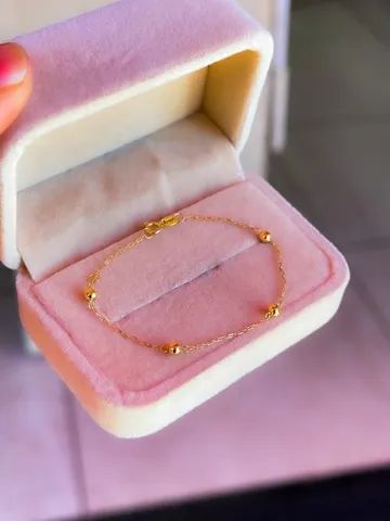 Pulseira infantil de bolinha em ouro18k 