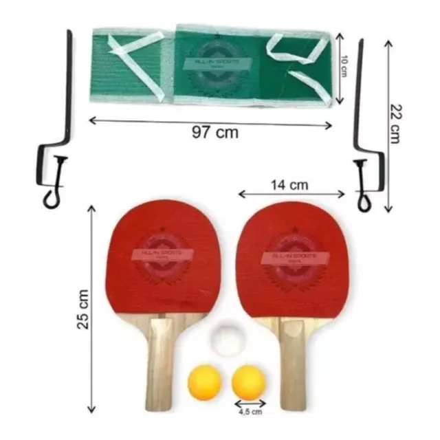 Kit Rede Ping Pong Rollnet com 2 Raquetes + 3 Bolas Pongori na
