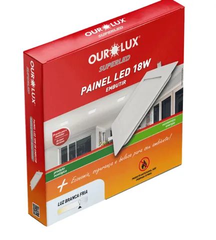 Plafon Led Embutir 18w Biv 6500k Quadrado Ourolux