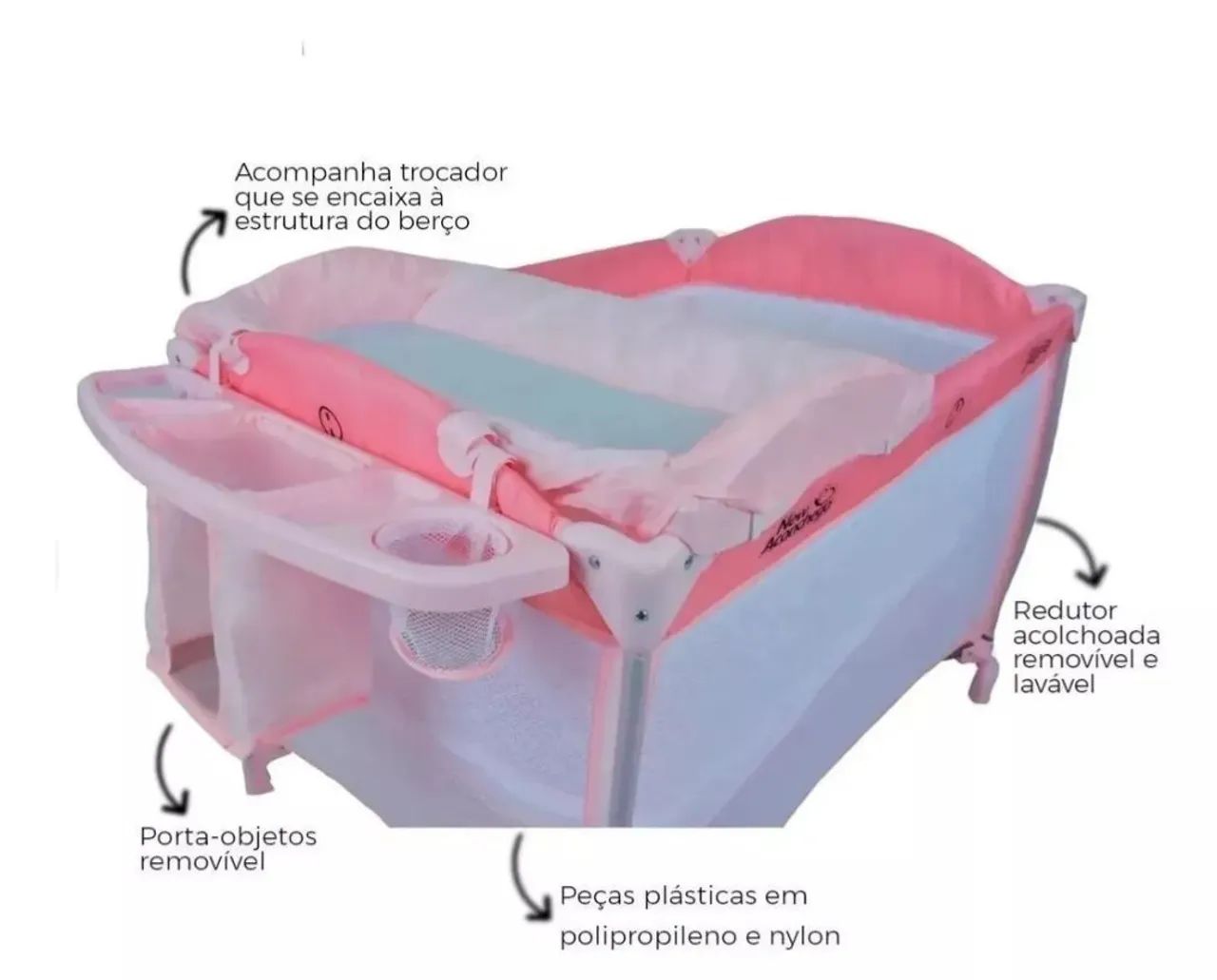 Berço Portátil Burigotto rosa. PRA VENDER LOGO! - Foto 4