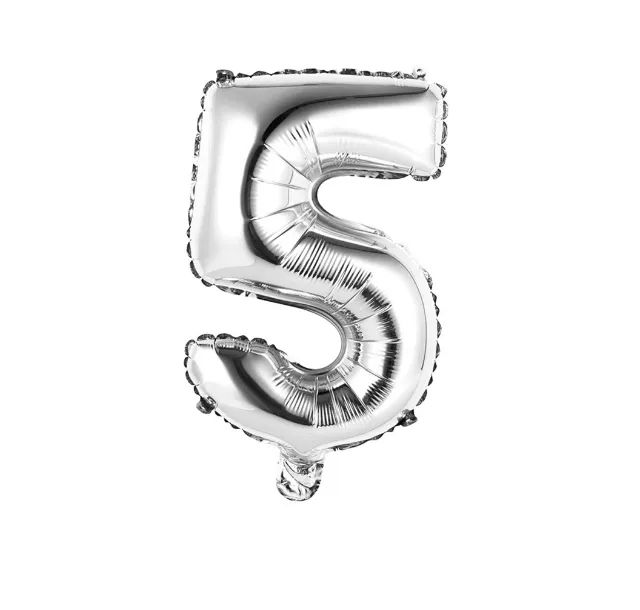 Balão Metalizado Numeros Ballon 16" 40cm  Letter Wb Cn499 - Numero 5