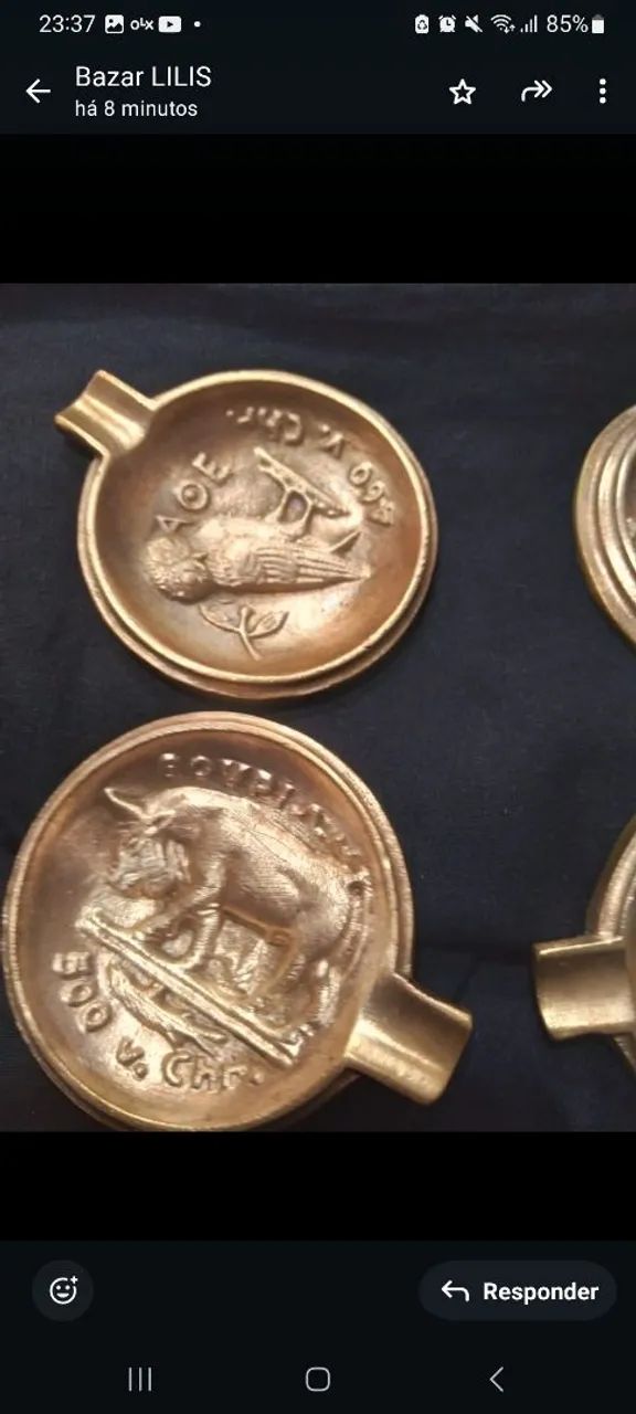 Cinzeiro turco de bronze, é bronze não é pintura - Foto 3