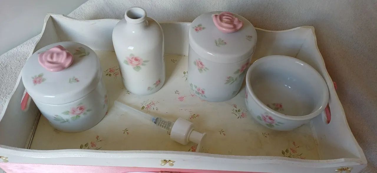 Kit Higiene Bebê Porcelana Flor - Foto 3
