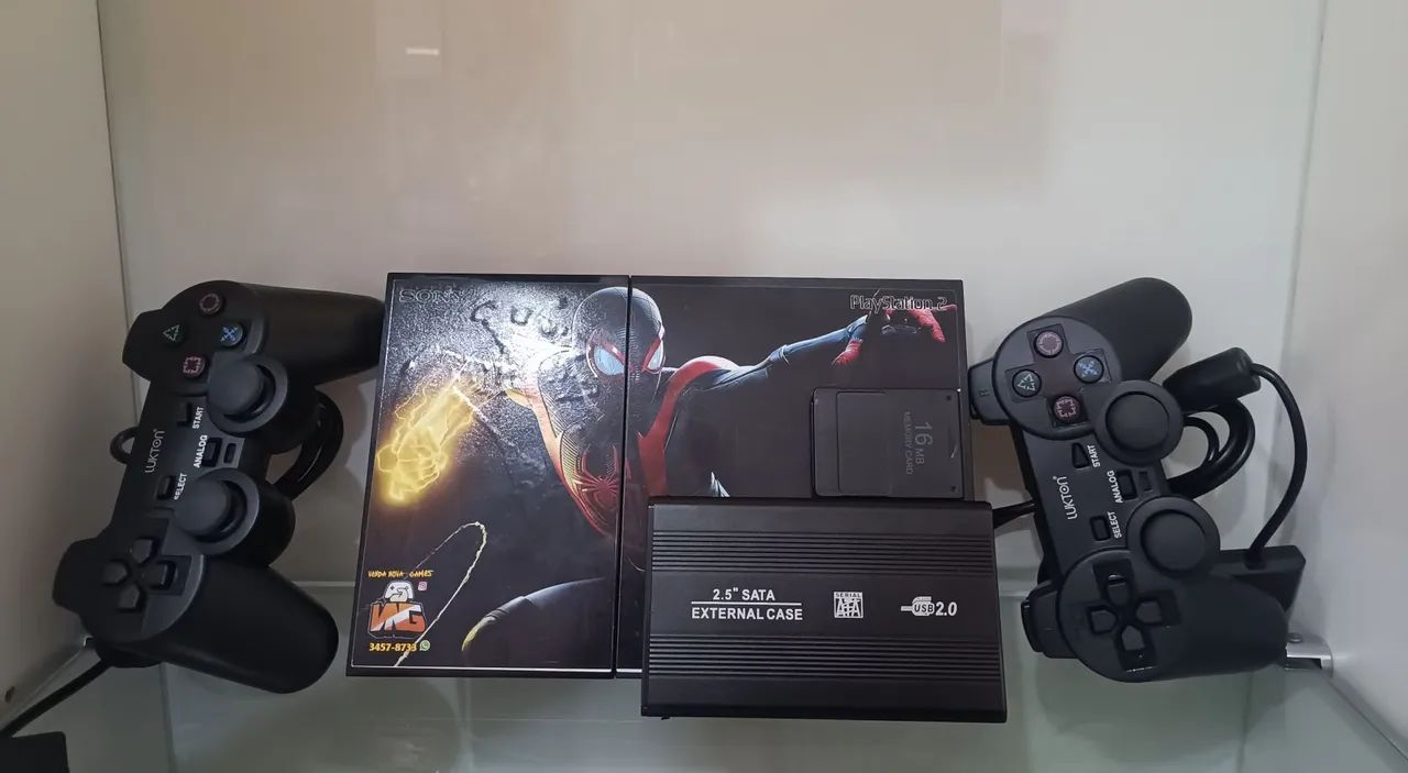 Playstation 2 com 2 controles + HD com jogos  - Foto 3