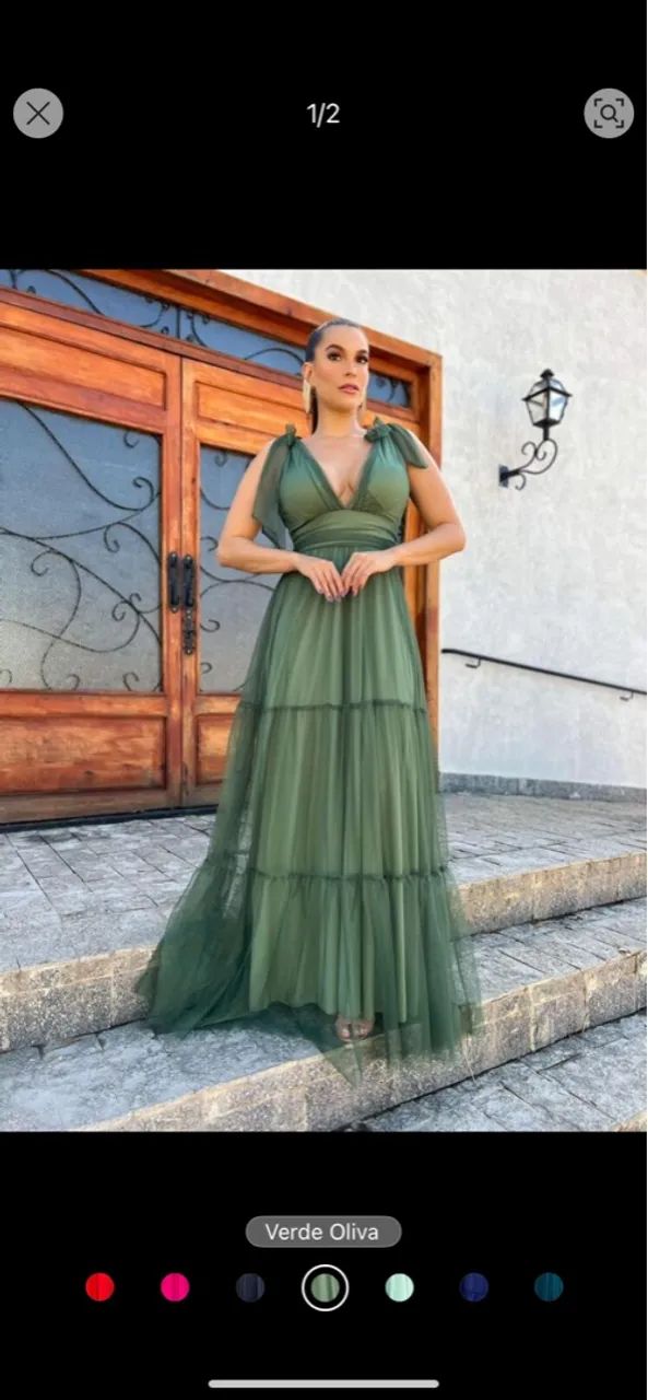 Vestido longo verde oliva P - Festa, casamento, formatura - Foto 2