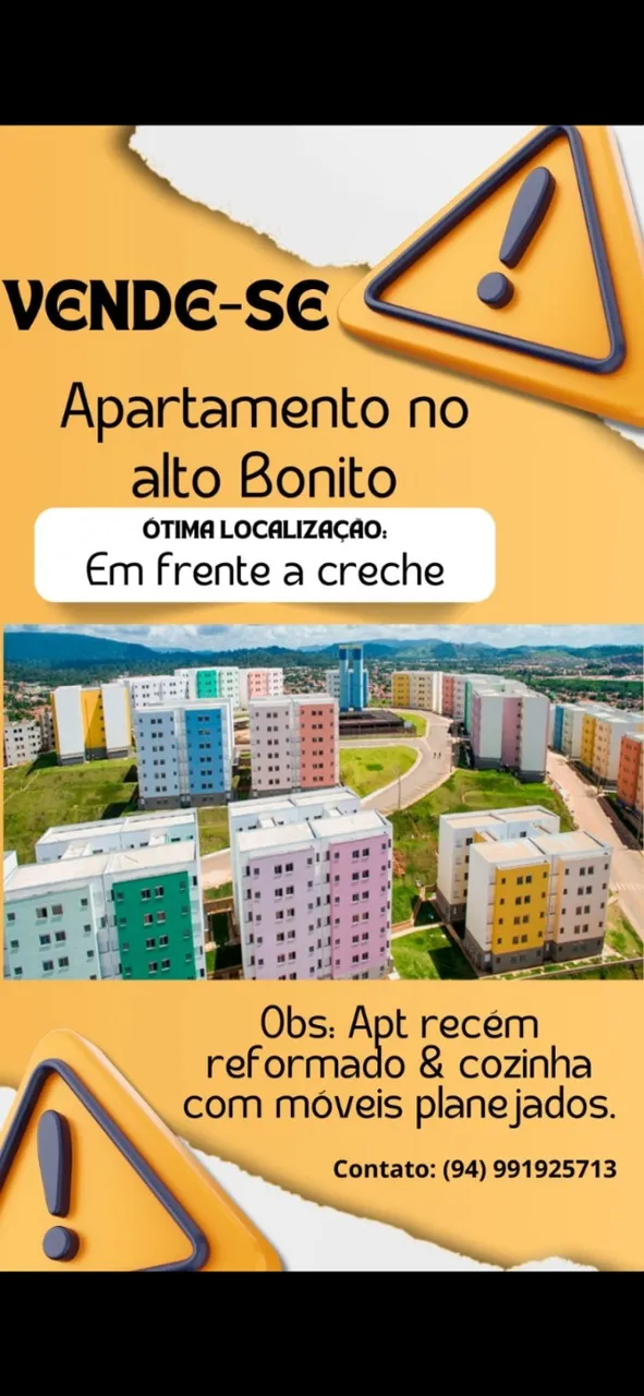 AP No Alto Bonito, 2 quartos 1 banheiro sala e cozinha