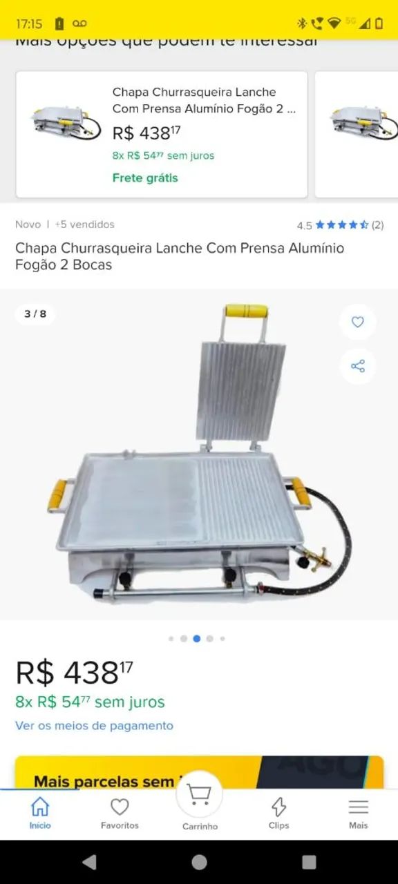 Chapa Churrasqueira Lanche com Prensa Alumínio