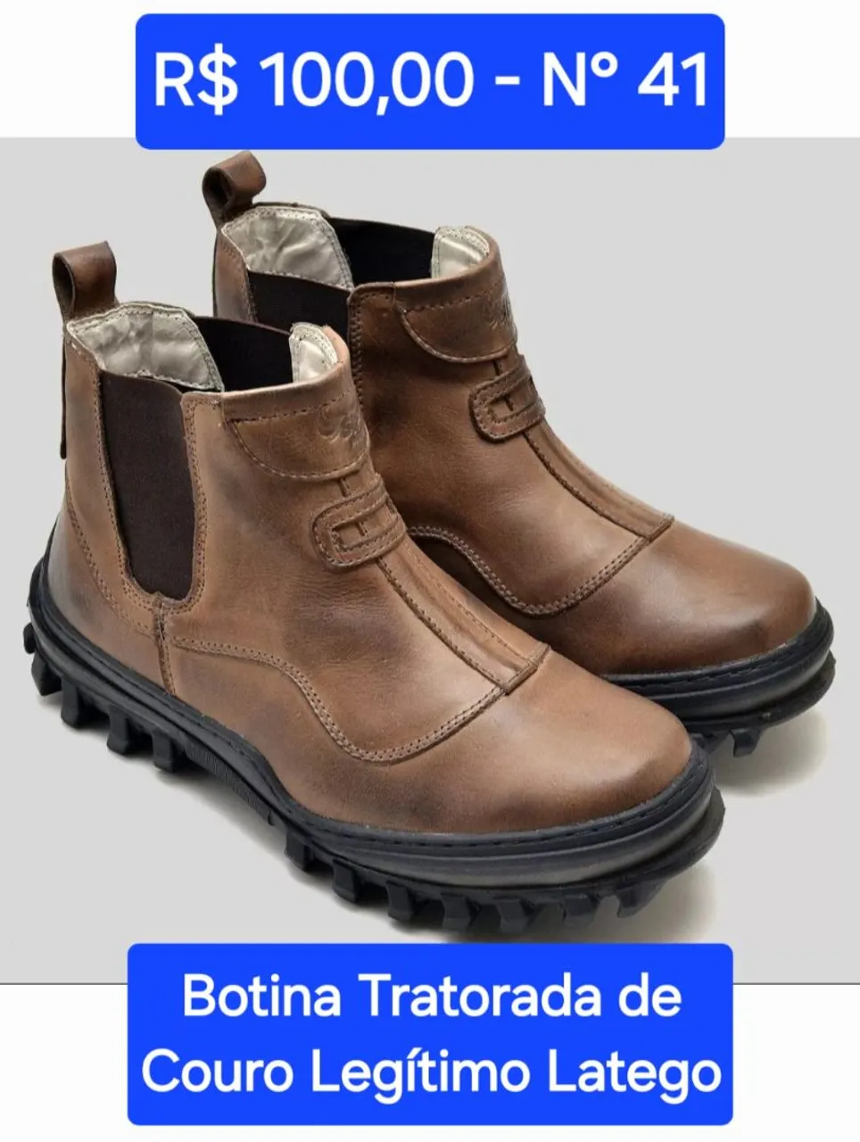 Bota Tratorada Couro Legítimo Latego - Nº 41