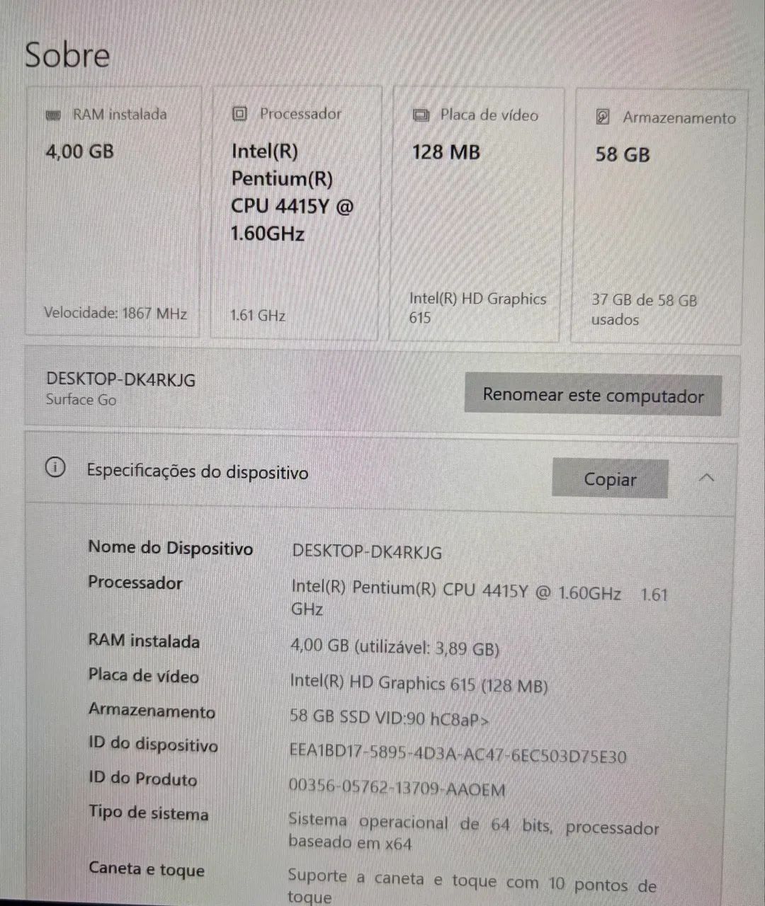 Microsoft SURFACE GO com tela touchscreen  - Foto 3