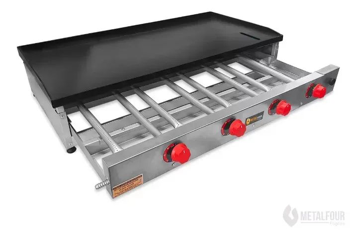 Chapa De Lanche Chapa De Lanchonete Profissional  100x50cm 5mm Com 4 Queimador