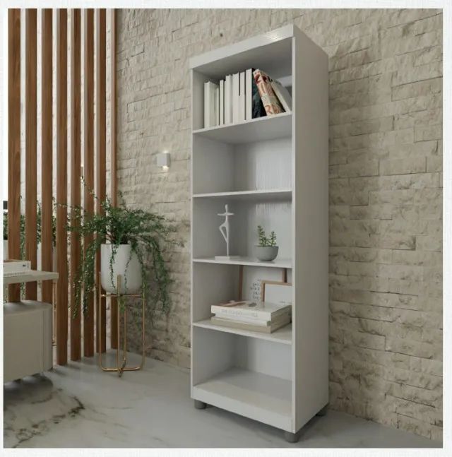 Multiuso Para Escritorio 4 Prateleiras Sem Porta Branco Branco - Em Oferta 