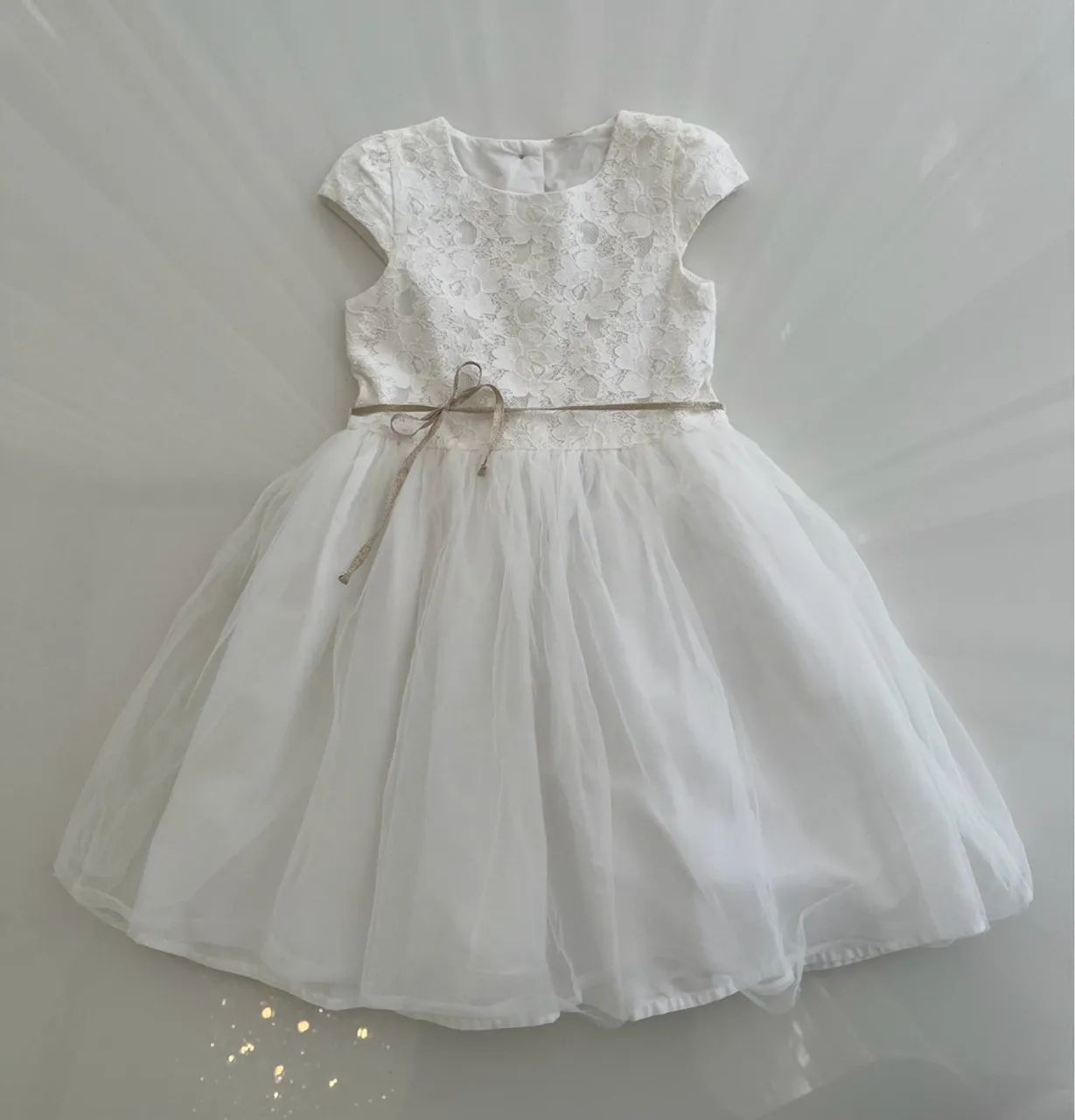 Tule Vestido Infantil De Renda Branco Vestido Infantil Branco
