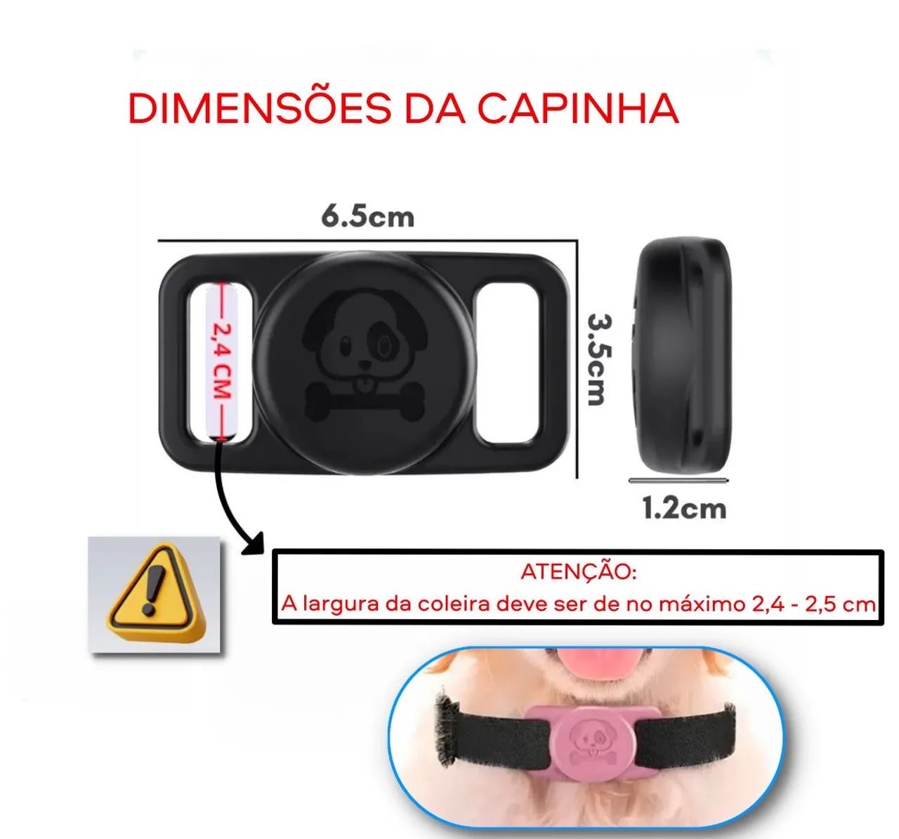 Capa Coleira PET a prova de água para AirTag capinha suporte silicone cachorro gato  - Foto 5