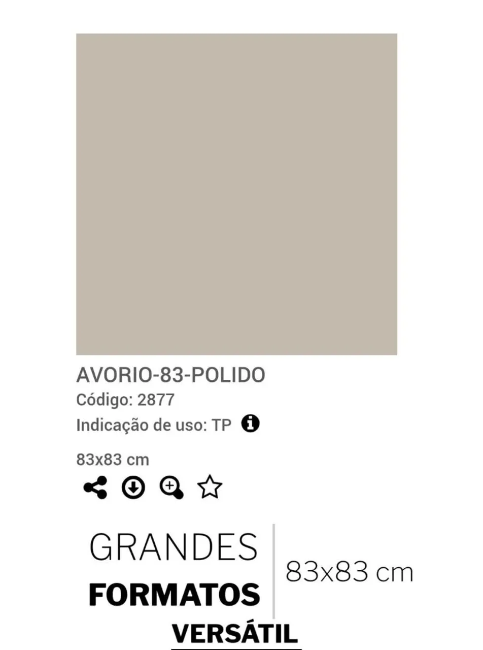 Porcelanato Avorio 83x83cm Polido - Código 2877