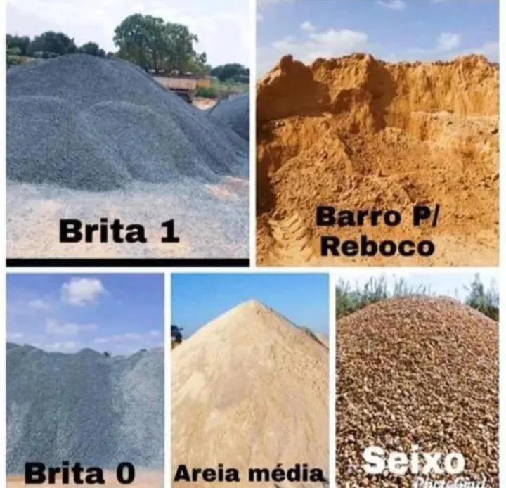 Barro,areia,seixo e brita