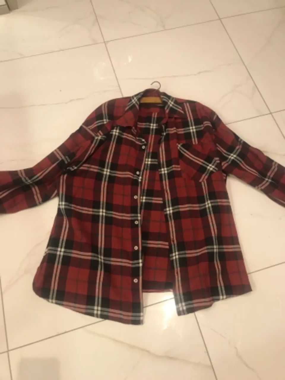 Blusa unissex em xadrez belíssimo mangas compridas para qualquer composição nunca usado  - Foto 6