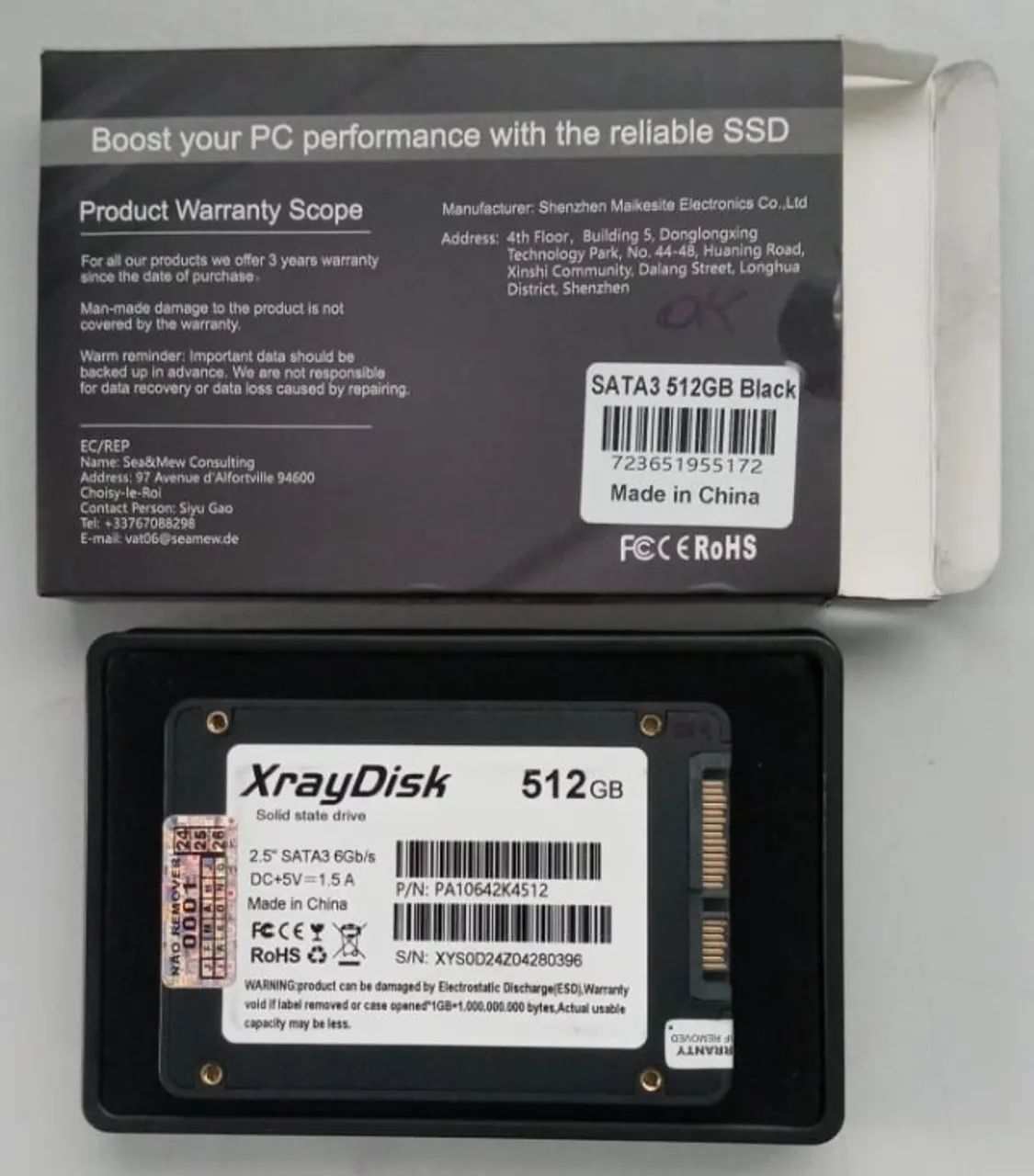 SSD 512gb sata 3 original xraydisk - produto novo