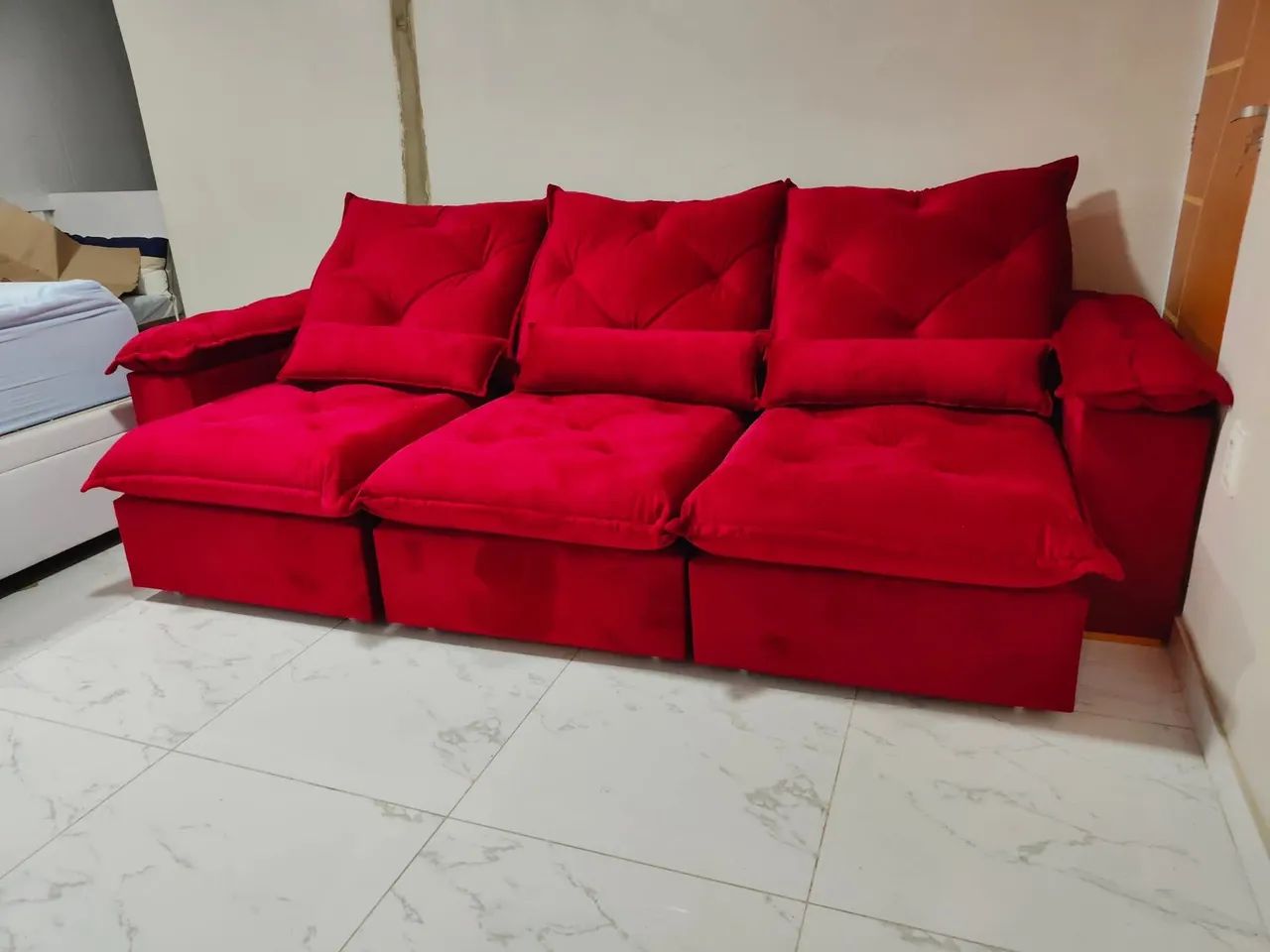 Sofá  Retrátil Reclinável Cinza Moderno 5 Lugares - Foto 4