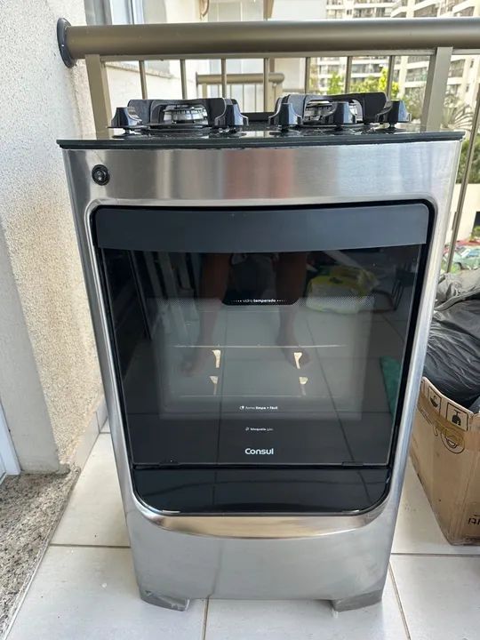  Fogão Consul 4 bocas - CFO4VAR com Mesa em Vidro - Inox - Foto 3