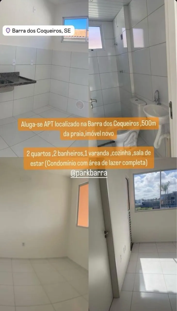 Aluga- se apartamento localizado na barra dos Coqueiros, 500m da praia, imóvel novo
