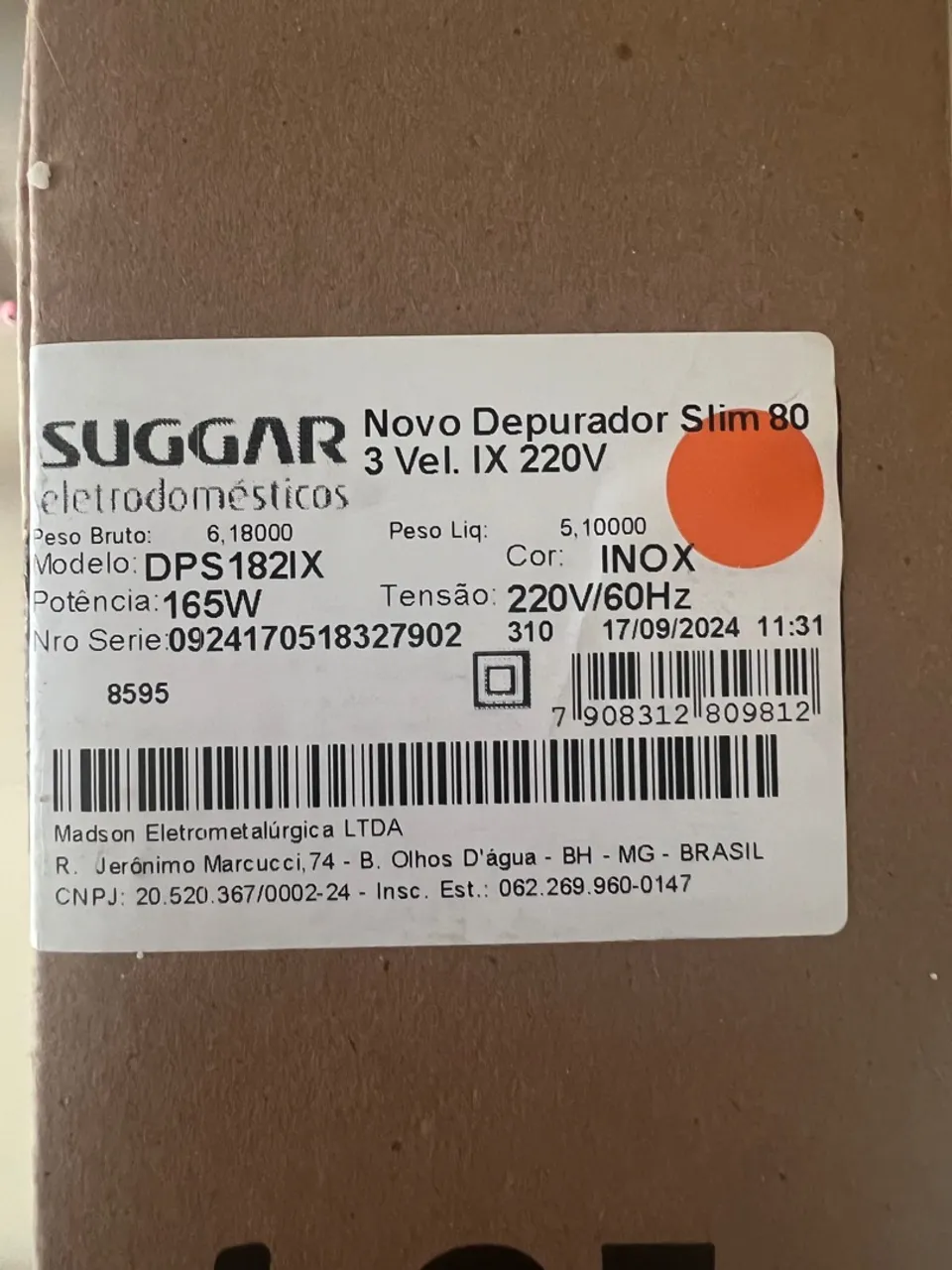 Depurador Suggar Slim 80cm - NOVO, na caixa! (Nunca usado)
