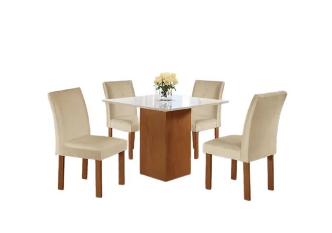 Mesa de Jantar Dakota  90 x 90 cm 4 cadeiras 