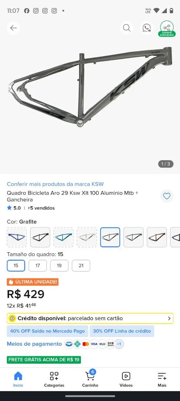 Quadro de bicicleta novo - Foto 5