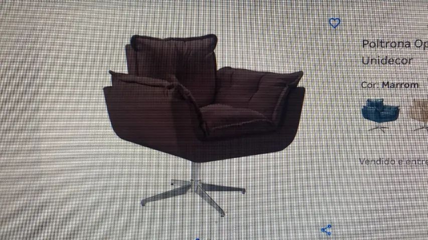 poltrona opala giratoria aluminio suede marrom